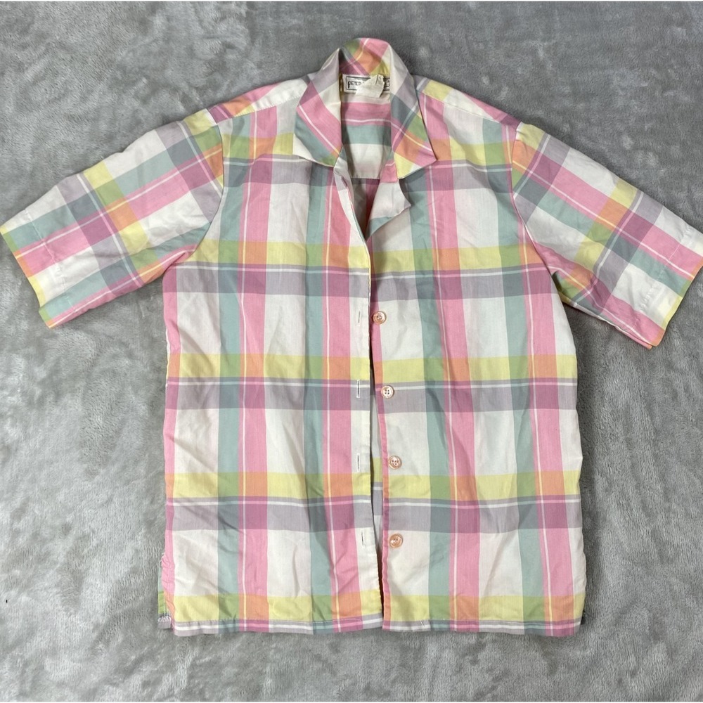 Vintage Peter Popovitch Shirt Women Large Plaid Collar Button Up Y2K Boho Casual
